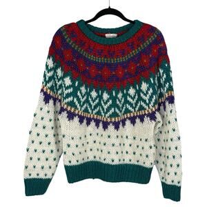 Vintage 80s IVY Women’s Sweater Chunky Hand Knit Icelandic Nordic Oversized S